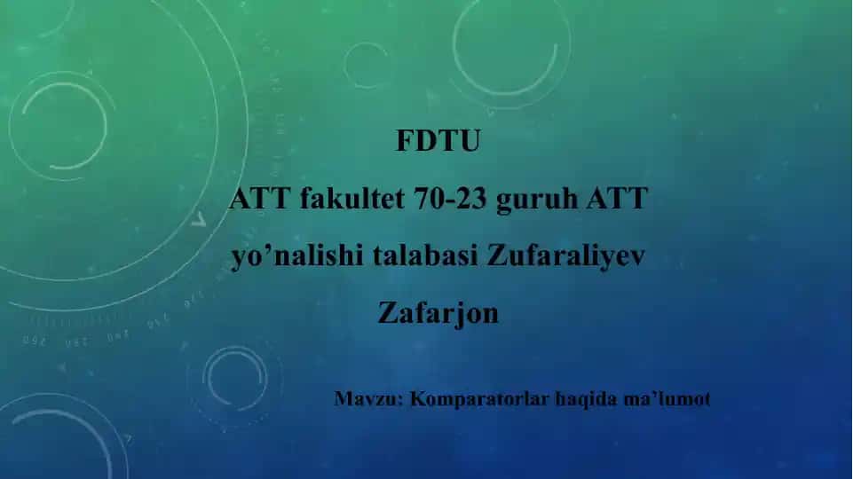 Komparatorlar haqida ma'lumot