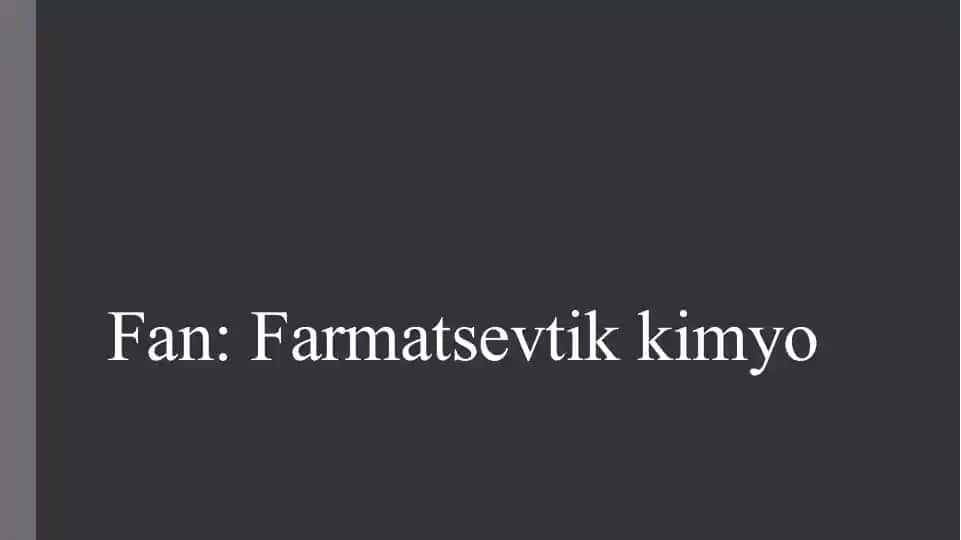 Farmatsevtik kimyo