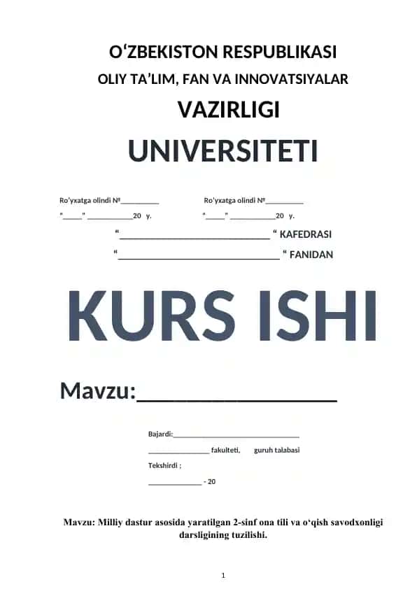 Milliy dastur asosida yaratilgan 2-sinf ona tili va o‘qish savodxonligi darsligi