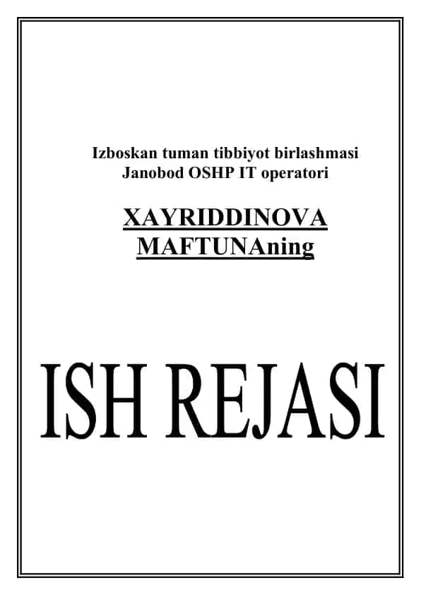 Yillik ish rejasi