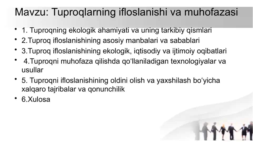 Tuproqlarning ifloslanishi va muhofazasi