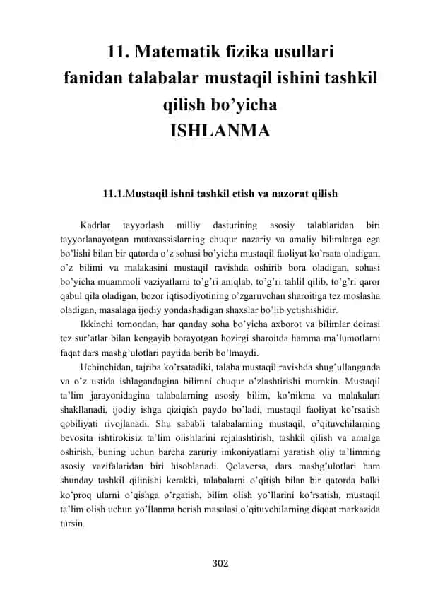 Mustaqil ishni faollashtirish usullari