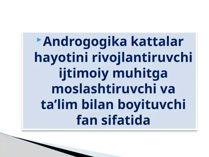Androgogika faniga kirish
