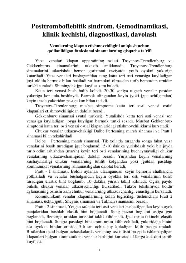 Posttromboflebitik sindrom