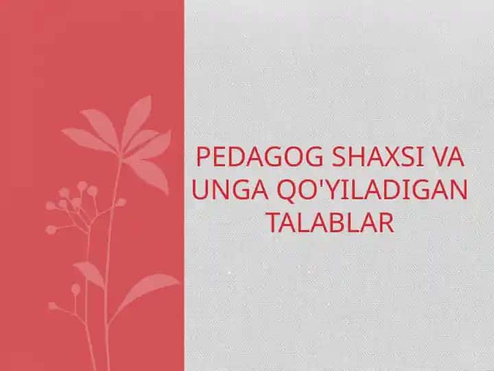 Pedagogik Shaxsi va Unga Qo'yiladigan Talablar