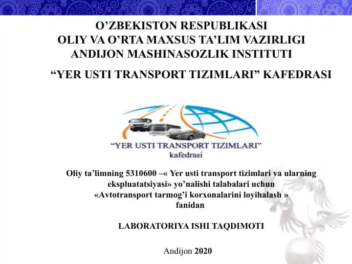 Avtomobillar, traktorlar konstruksiyasi, ularning elektr va elektron jihozlari