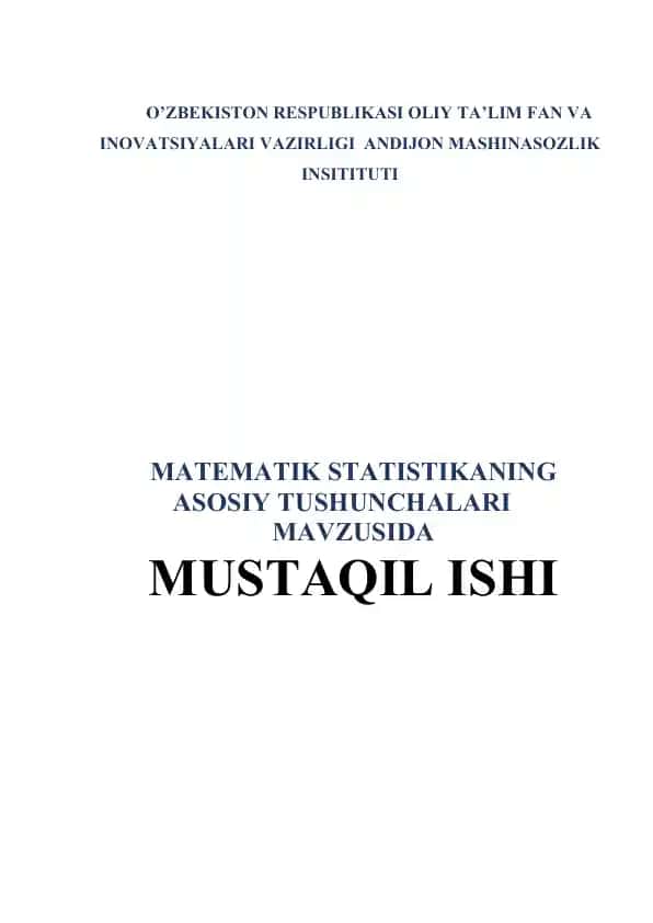 Matematik statistikaning asosiy tushunchalari