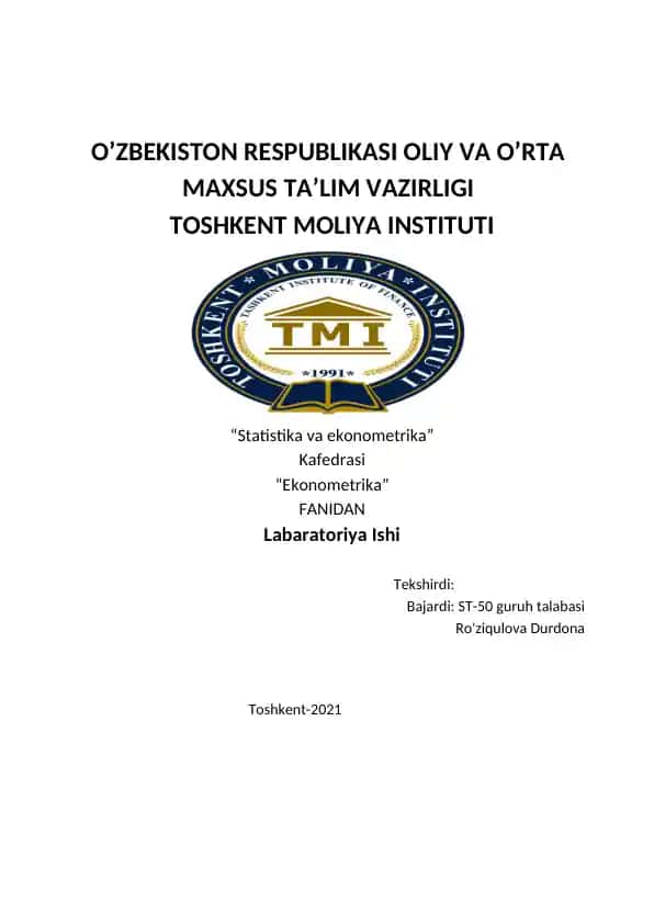 Regression tahlilni o‘rganish