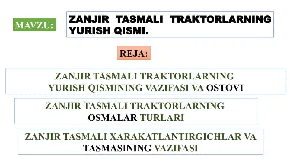 Zanjir tasmali traktorlarning yurish qismi