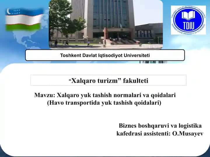 Xalqaro yuk tashish normalari va qoidalari