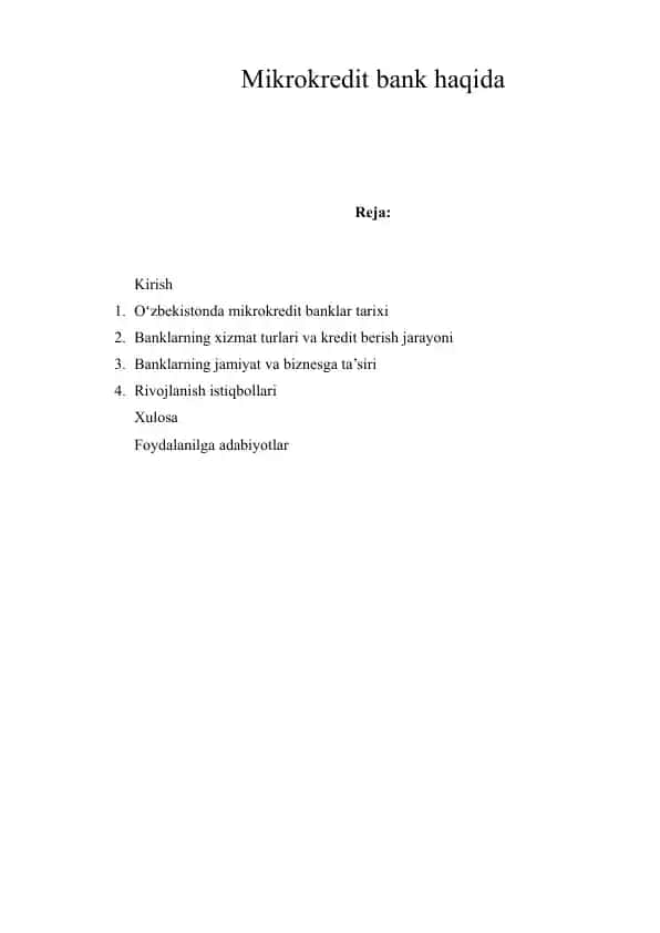 Mikrokredit bank haqida