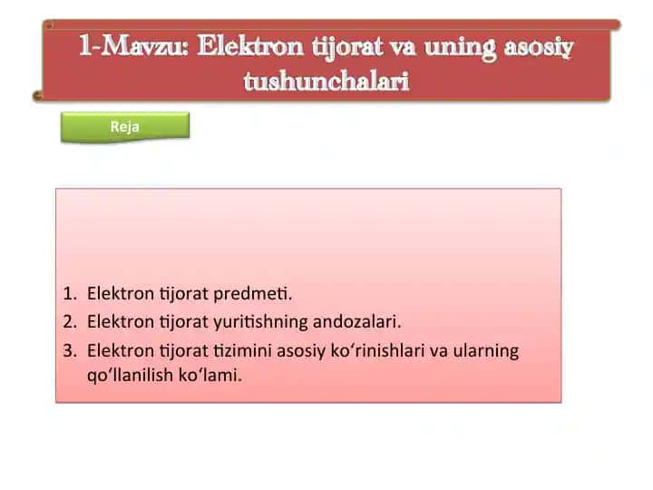 Elektron tijorat va uning asosiy tushunchalari