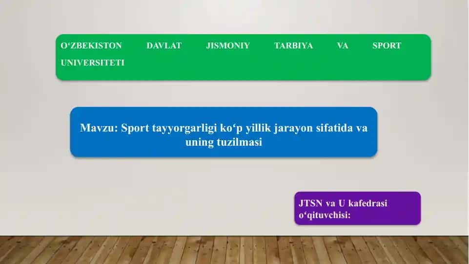 Sporttayyorgarligikoʻp yillik jarayon sifatida va uning tuzilmasi