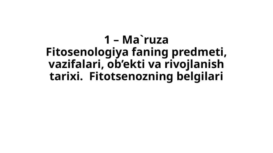 Fitosenologiya