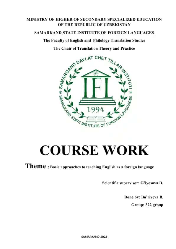 Basic approaches to teaching English as a foreign language