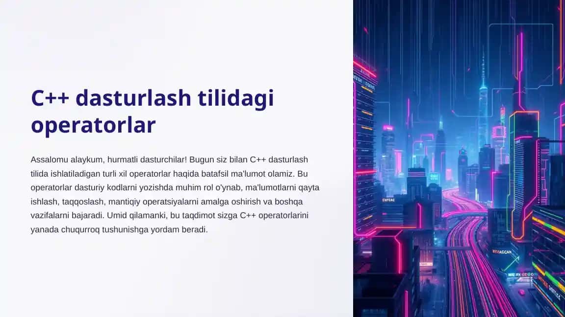 C++ dasturlash tilidagi operatorlar