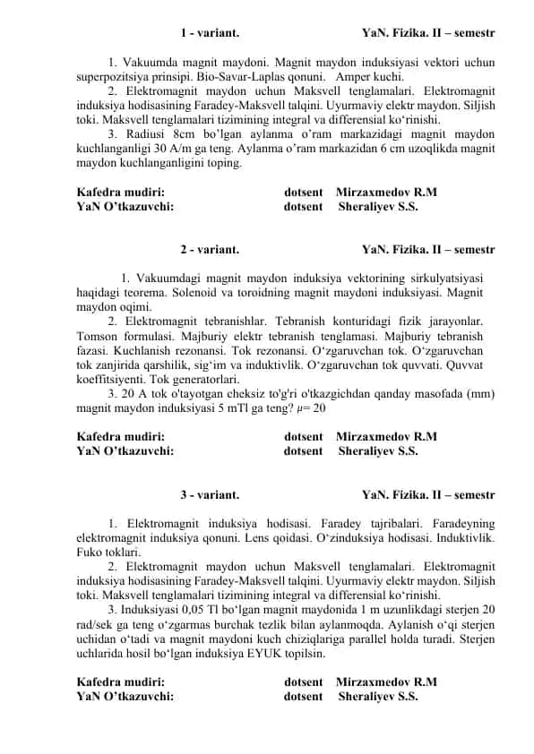 Vakuumdagi magnit maydon