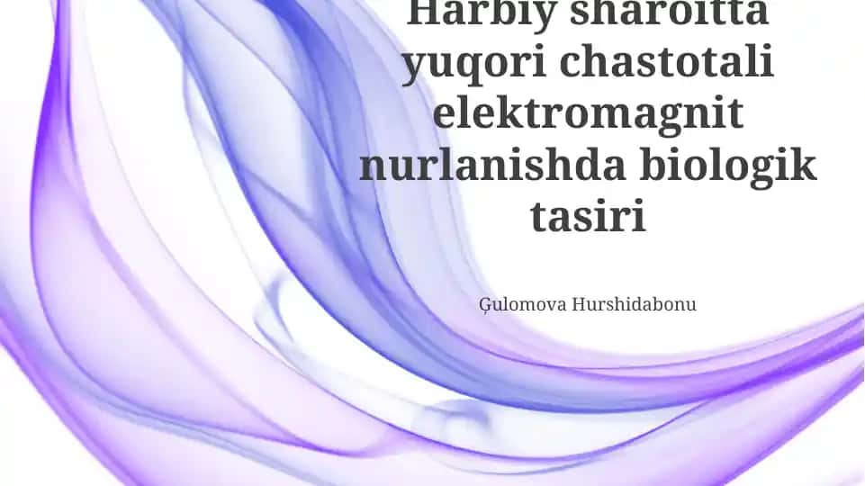 Yuqori Chastotali Elektromagnit Nurlanishning Harbiy Sharoitlardagi Biologik Taʼsiri