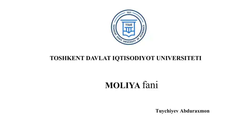 Zamonaviiy (Amaliy) moliyaviy tizim va moliyaviy oqimlar