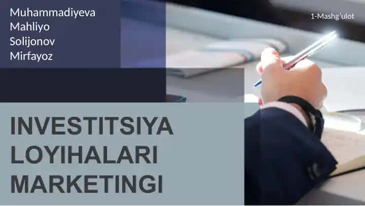 INVESTITSIYA LOYIHALARI MARKETINGI