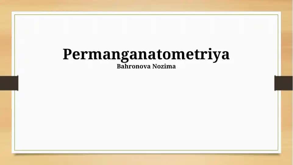 Permanganatometriya