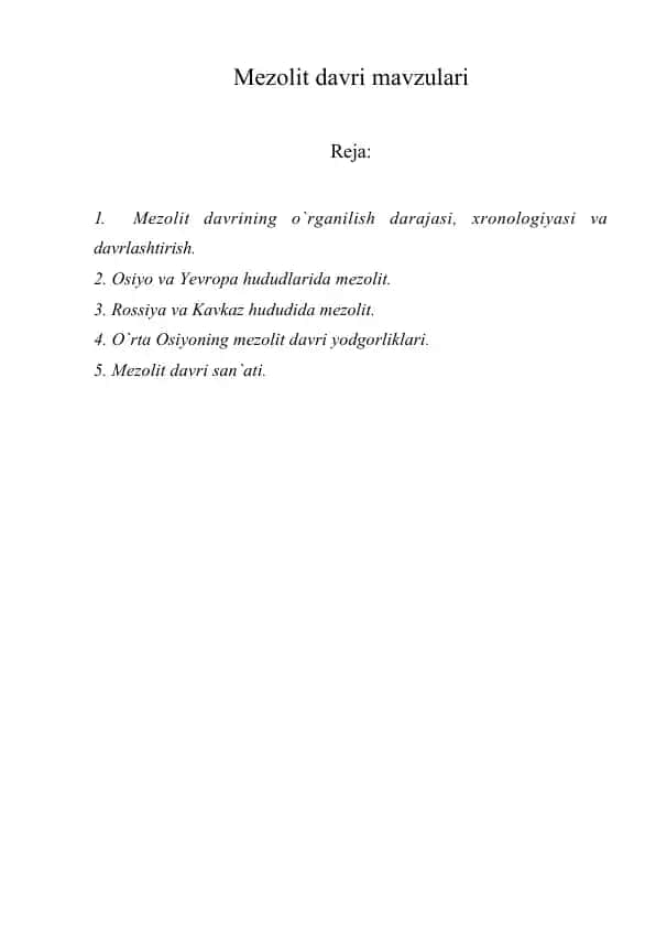Mezolit davri mavzulari