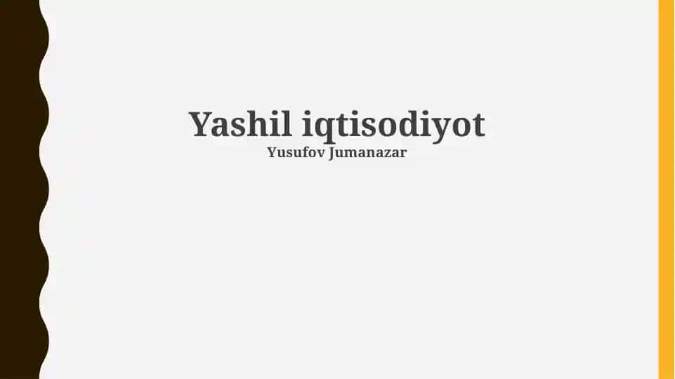 Yashil iqtisodiyot