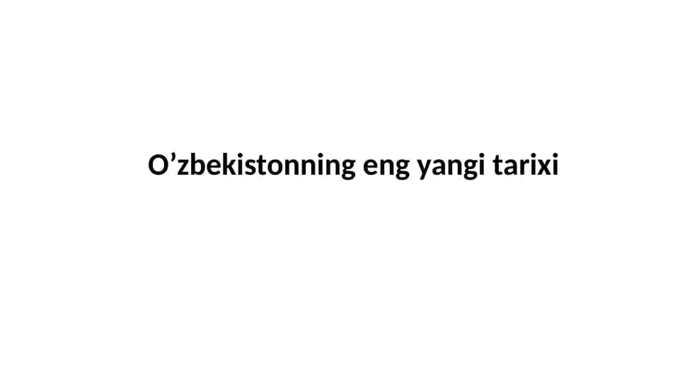 O’zbekistonning engyangi tarixi