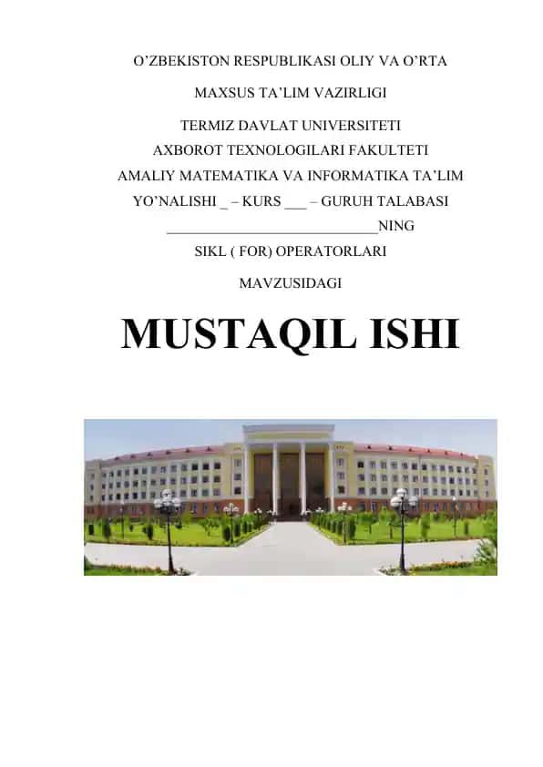 Sikl (for) operatorlari