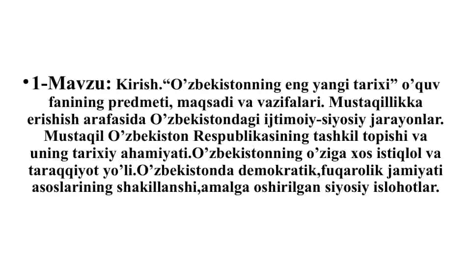 O'zbekistonning eng yangi tarixi