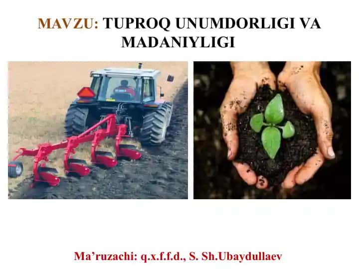Tuproq unumdorligi va madaniyligi