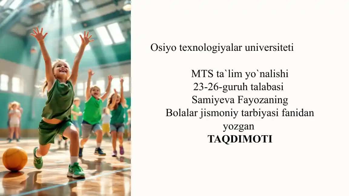 Jismoniy Tarbiya Mashg'ulotlari