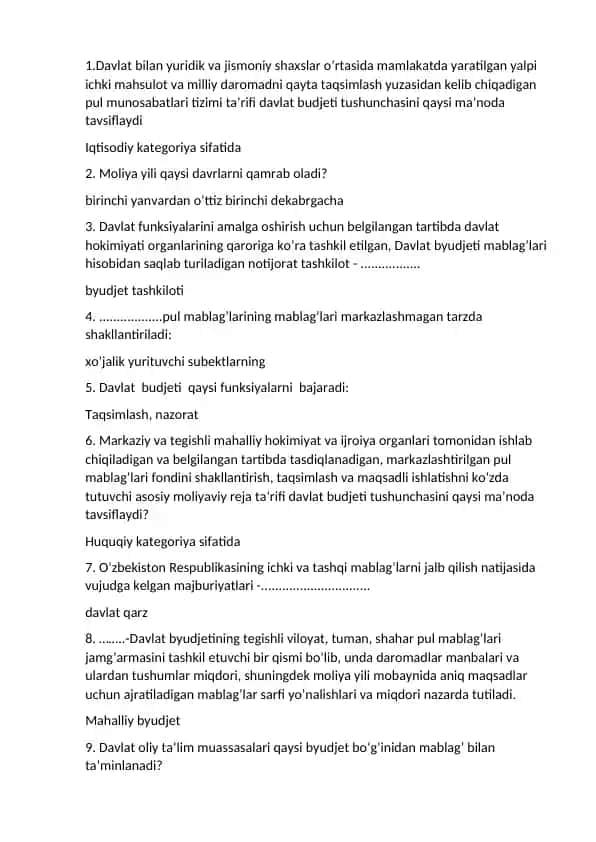 Davlat budjeti tushunchasi