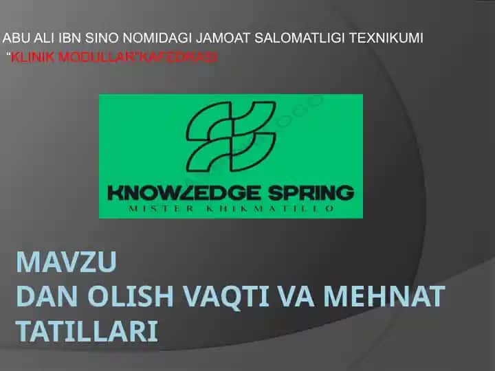 Mehnat tatillari va O`ziga tegishli qonun hujjatlari