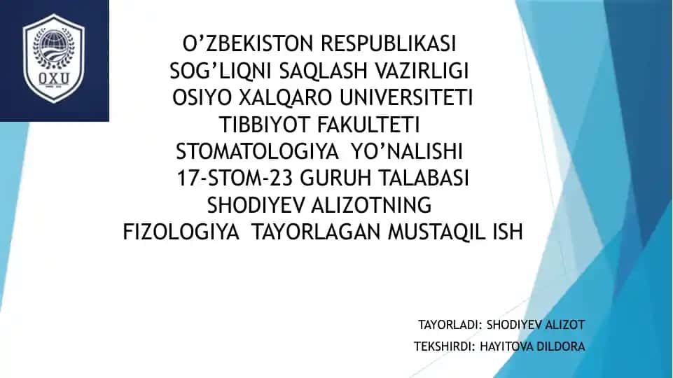 Parabioz holati. Glial hujayralarning funksiyalari. Akson transporti.