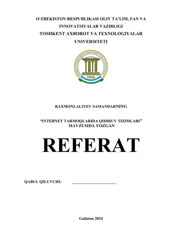 "INTERNET TARMOQLARIDA QIDIRUV TIZIMLARI"