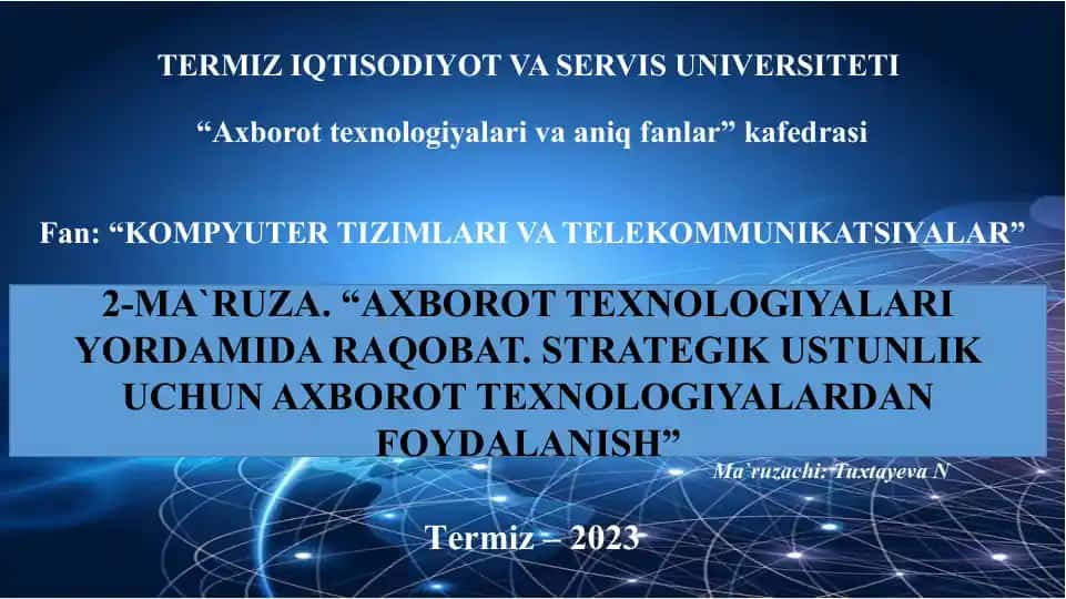 "Strategik Ustunlik Uchun Axborot Texnologiyalardan Foydalinish"
