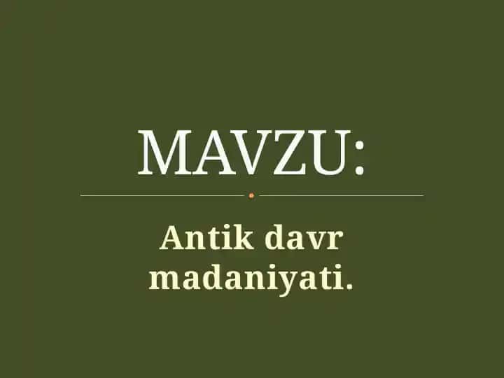 Antik davr madaniyati
