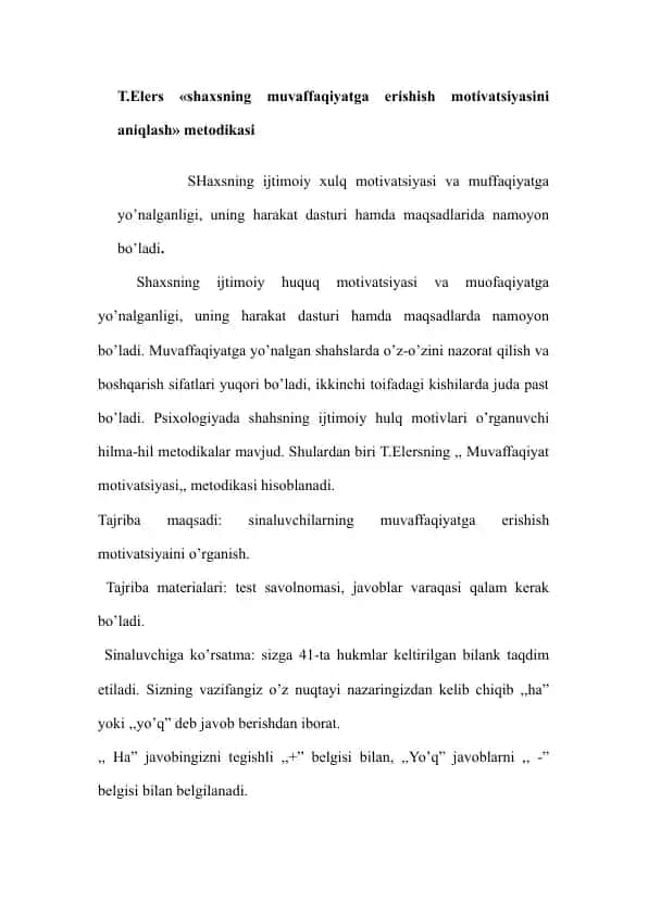 Muvaffaqiyat motivatsiyasi metodikasi