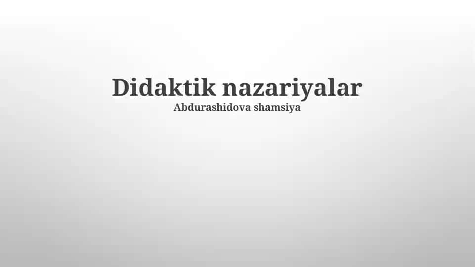 Didaktik nazariyalar