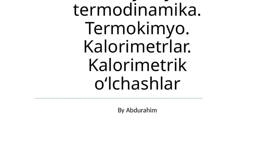 Kimyoviy termodinamika