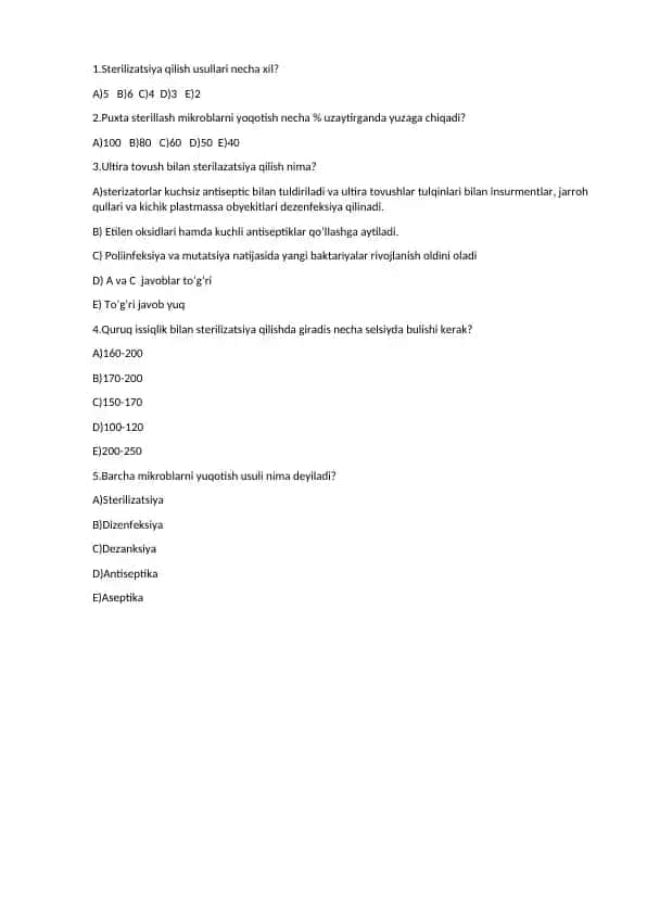 Sterilizatsiya qilish usullari