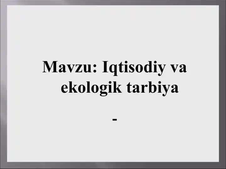 O'zbekiston XXI asrda: Ekologik xavfsizlik va taraggiyot