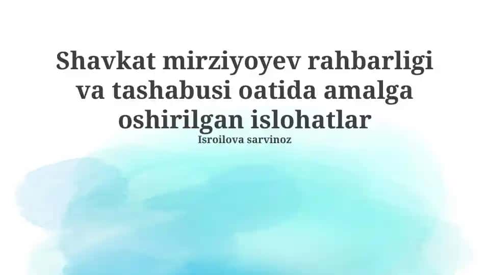 Amalga Oshirilgan Islohatlar