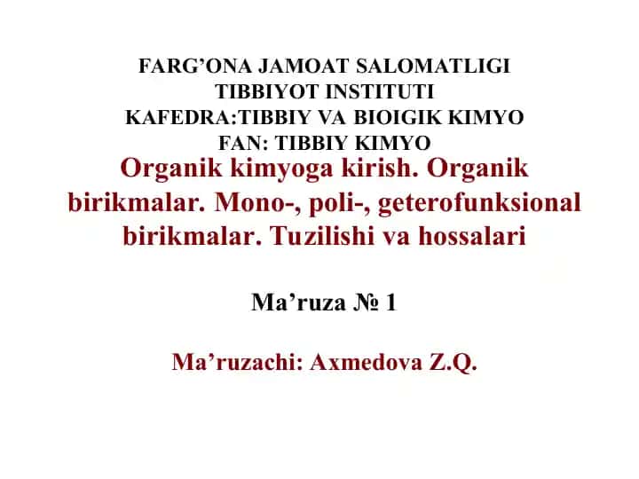 Organik kimyoga kirish
