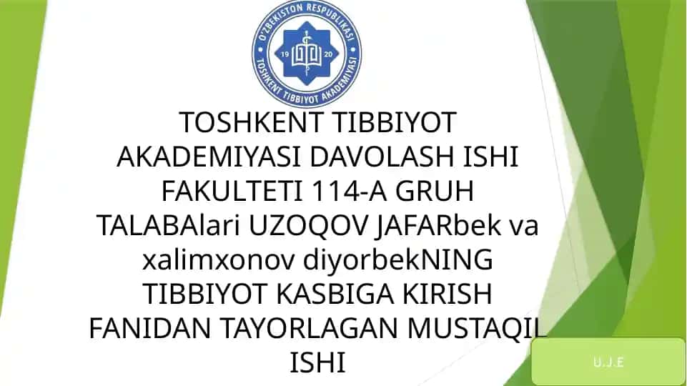 Tibbiy etika va deontologiya asoslari