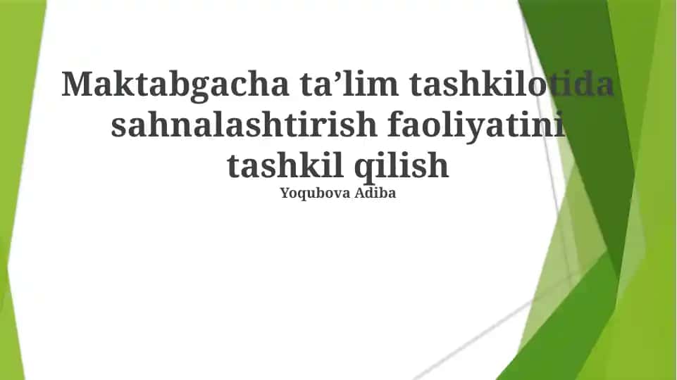 Dramatik faoliyatlarni rejalashtirish va amalga oshirish