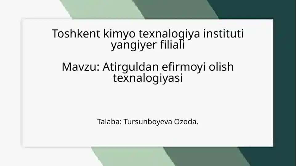 Atirgul danefirmoyi olishtexnologiyasi