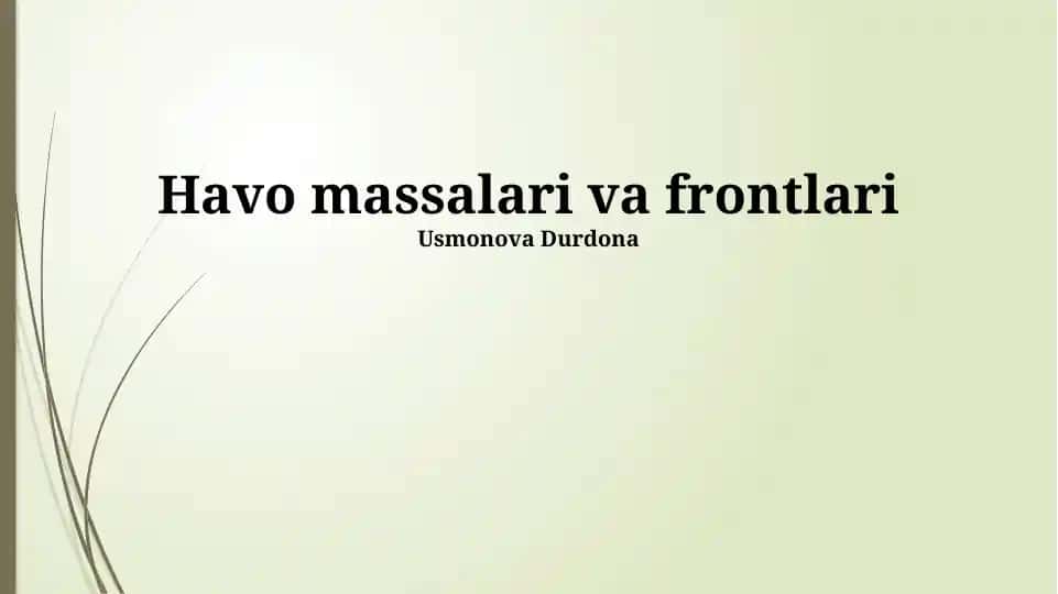 Havo massalari va frontlari