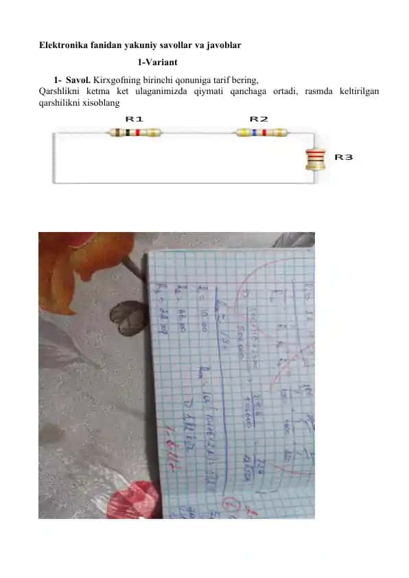 Elektronika fanidan yakuniy savollar va javoblar